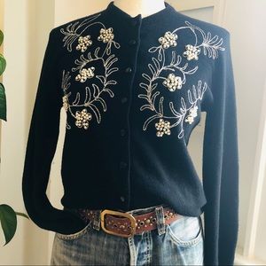 vintage 50s beaded embroidered sweater